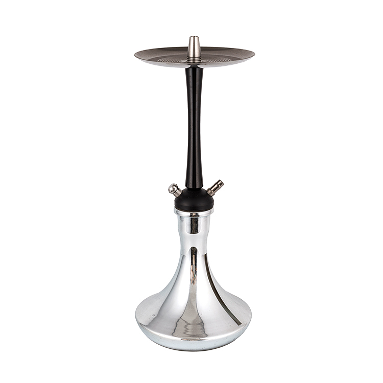 Silbernes, undurchsichtiges Gefäß aus Pom+Edelstahl+Aluminium, Zweiloch-Shisha, 56 cm