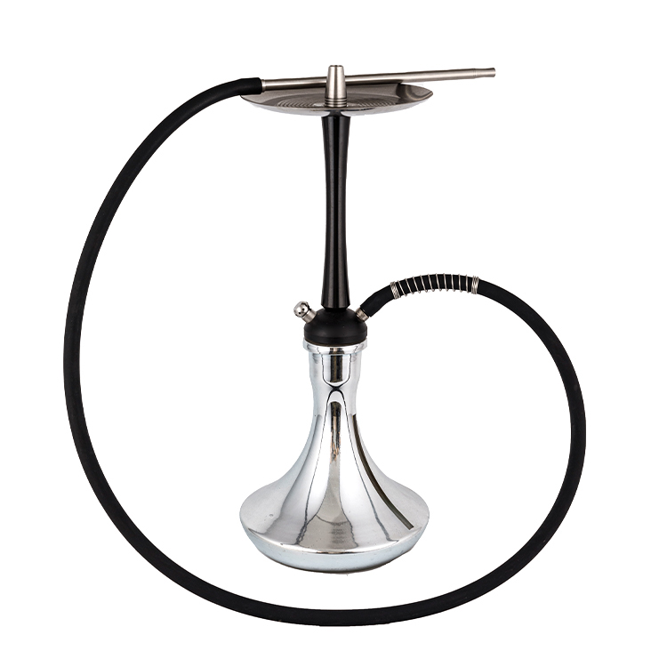 Silbernes, undurchsichtiges Gefäß aus Pom+Edelstahl+Aluminium, Zweiloch-Shisha, 56 cm