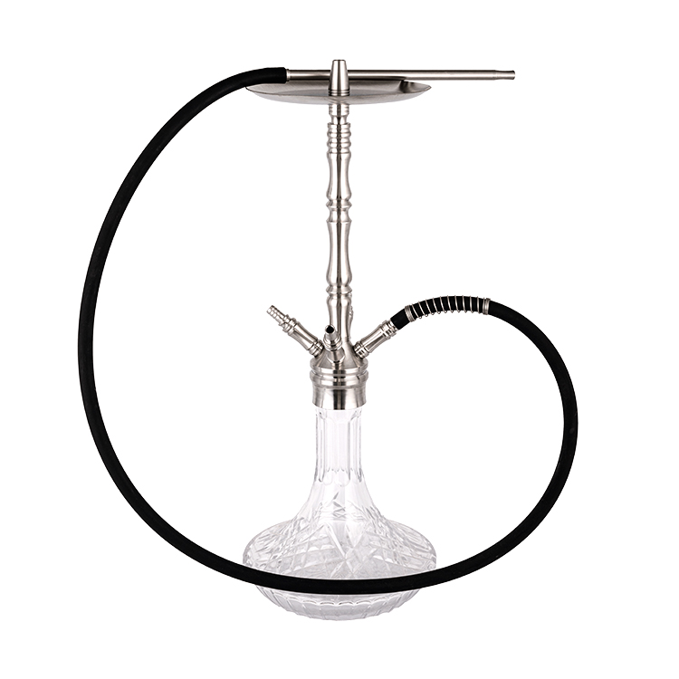 Transparentes Muster Glas Silber Edelstahl Vier-Loch-Shisha 64 cm-1