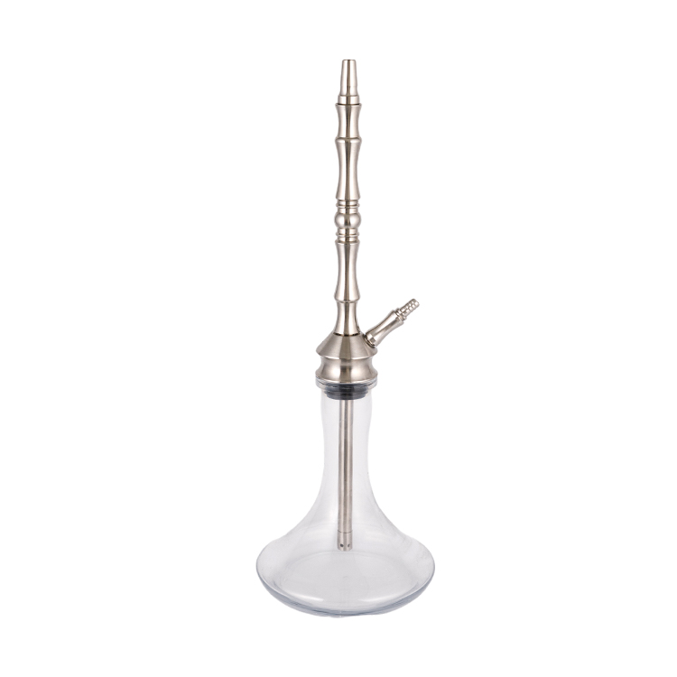 Transparentes Glas-Silber-Edelstahl-Metallrohr-1 Einloch-Shisha 68 cm