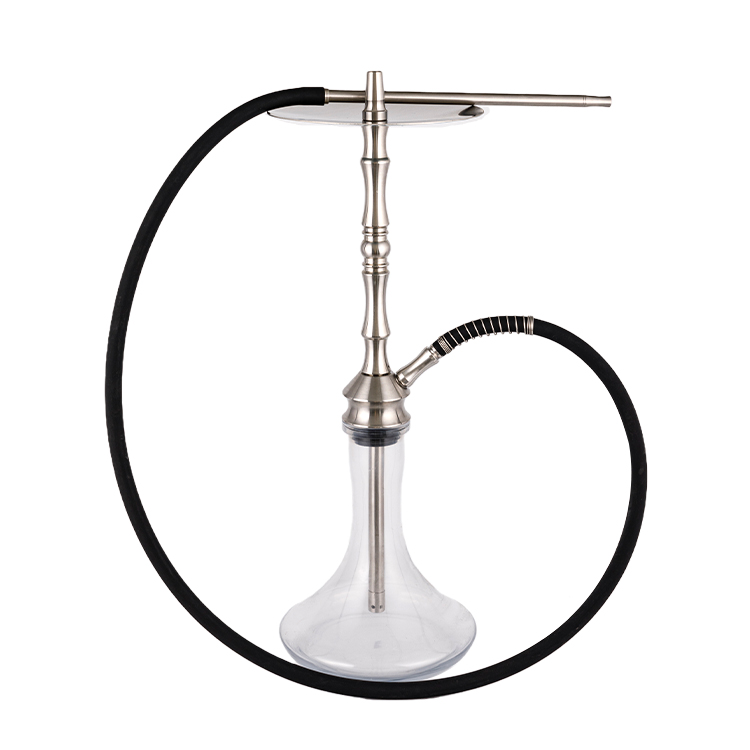 Transparentes Glas-Silber-Edelstahl-Metallrohr-1 Einloch-Shisha 68 cm