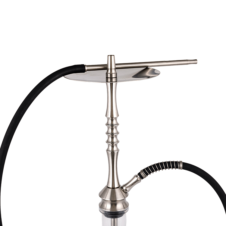 Transparentes Glas, silbernes Edelstahl-Metallrohr, 2 Einloch-Shisha, 68 cm