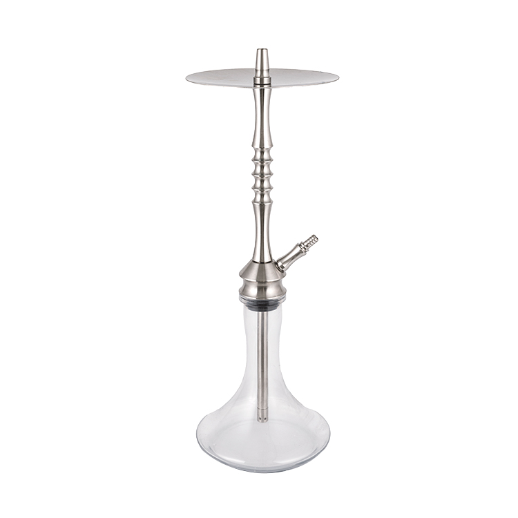 Transparentes Glas, silbernes Edelstahl-Metallrohr, 2 Einloch-Shisha, 68 cm