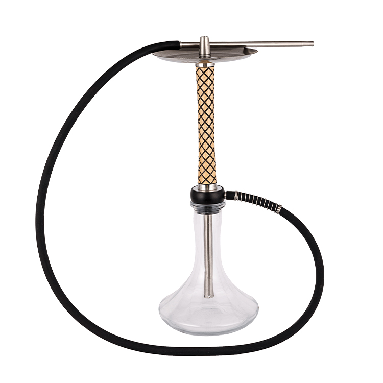 Transparentes Glasholz+Pom+Edelstahl-Holzpfeife-1 Einloch-Shisha 58cm