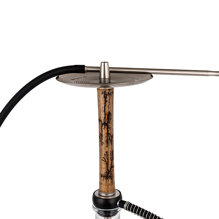 Transparentes Glasholz+Pom+Edelstahl-Holzrohr-2 Einloch-Shisha 58cm