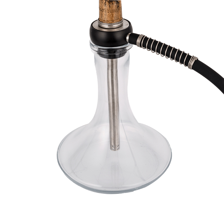 Transparentes Glasholz+Pom+Edelstahl-Holzrohr-2 Einloch-Shisha 58cm