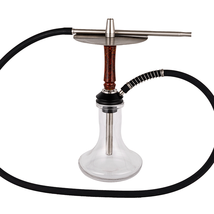 Transparentes Glasharz + Edelstahl + Pom-Harzrohr, Einloch-Shisha, 40 cm