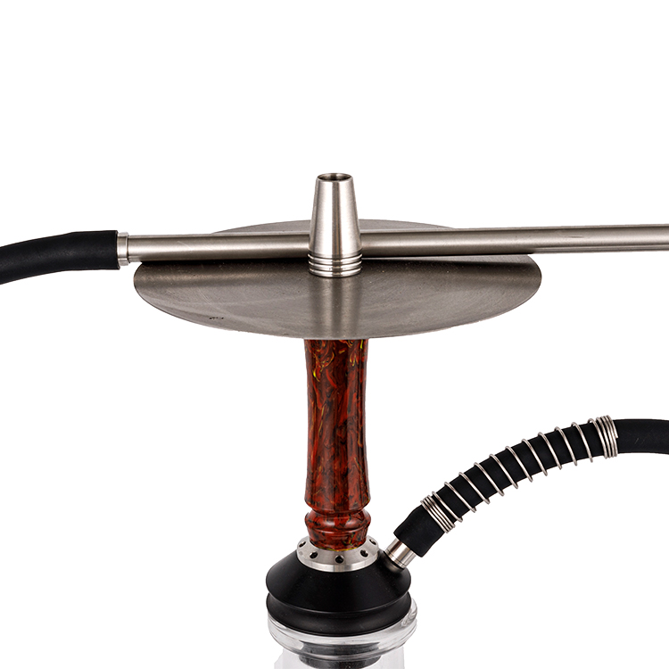 Transparentes Glasharz + Edelstahl + Pom-Harzrohr, Einloch-Shisha, 40 cm