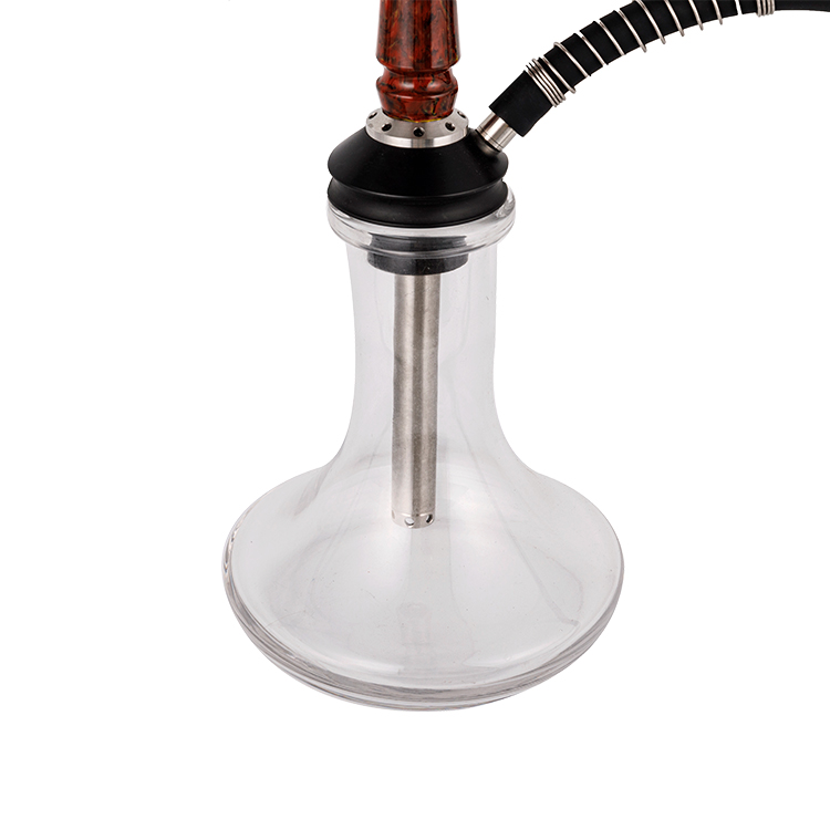 Transparentes Glasharz + Edelstahl + Pom-Harzrohr, Einloch-Shisha, 40 cm