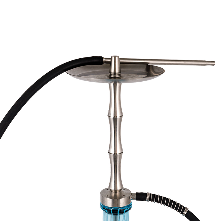 Blau gemustertes Glas, silbernes Edelstahl-Metallrohr, 1 Einloch-Shisha, 60 cm