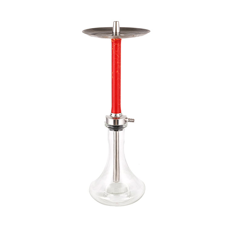 Einloch-Shisha-Wasserpfeife aus transparentem Glas, rotes Kunstharz, 58 cm