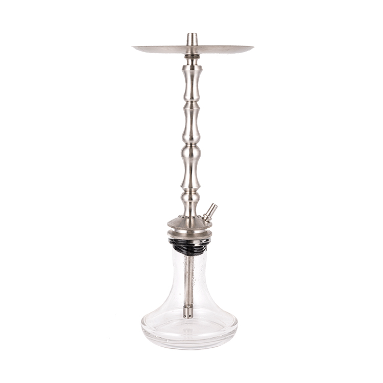 Transparentes Glas, silbernes Edelstahl-Metallrohr, 3 Einloch-Shisha, 64 cm