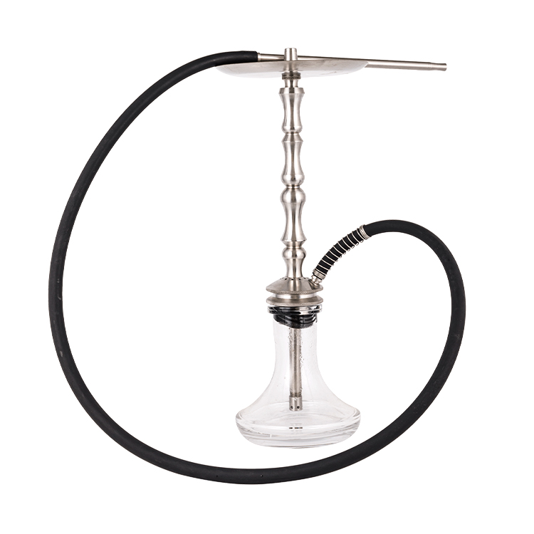 Transparentes Glas, silbernes Edelstahl-Metallrohr, 3 Einloch-Shisha, 64 cm