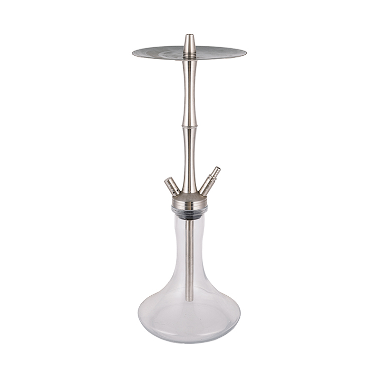 Klarglas-Silber-Edelstahl-Zweiloch-Shisha 58 cm