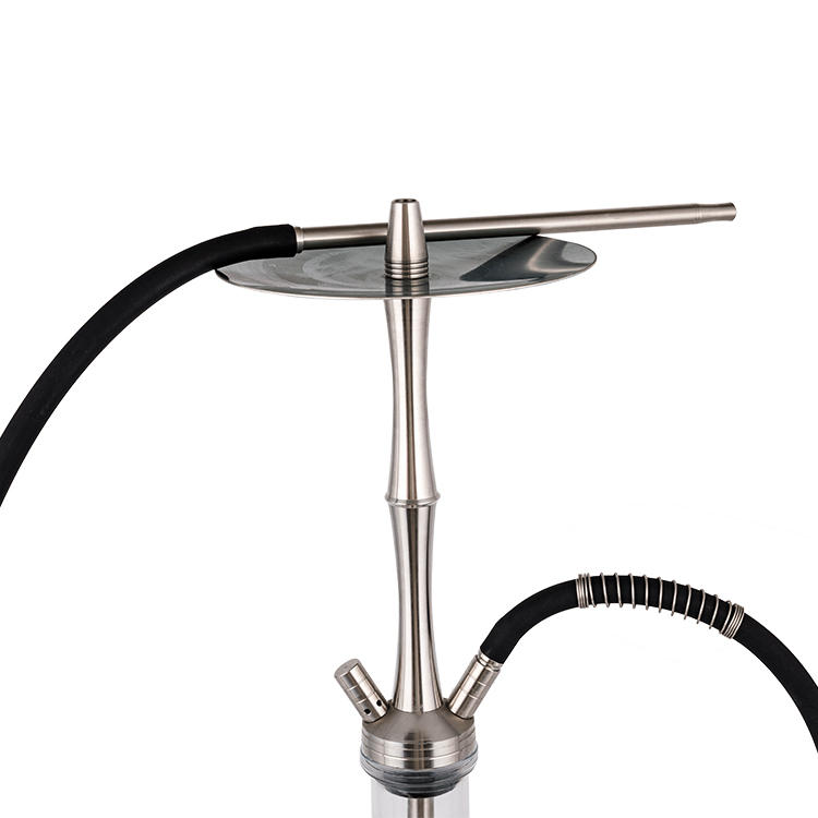 Klarglas-Silber-Edelstahl-Zweiloch-Shisha 58 cm