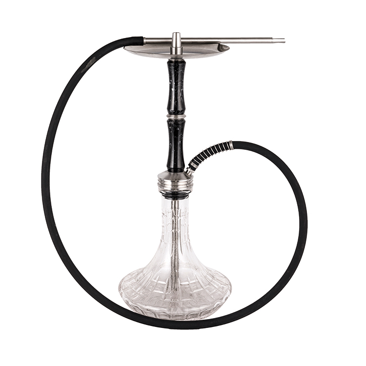 Gemusterte transparente Glasharz + Edelstahl-Einloch-Shisha 58 cm