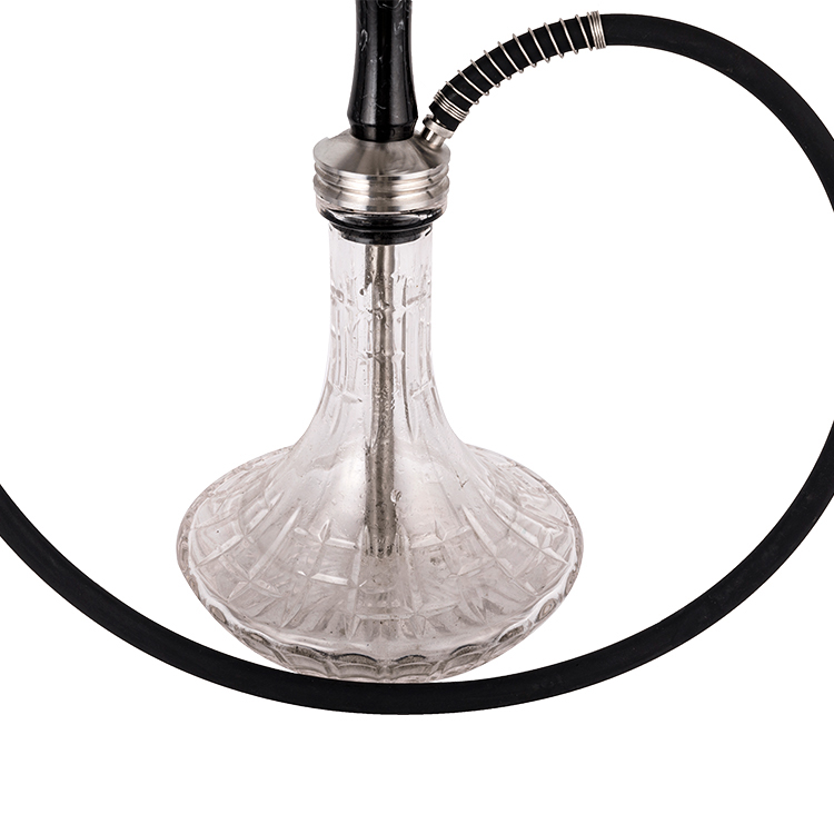 Gemusterte transparente Glasharz + Edelstahl-Einloch-Shisha 58 cm