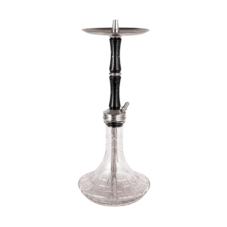 Gemusterte transparente Glasharz + Edelstahl-Einloch-Shisha 58 cm